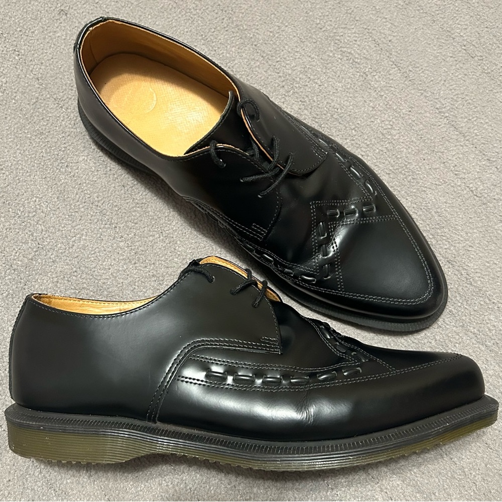 Black Leather Pointed oxford Shoes Doc Martens AW004 Mens Size 10